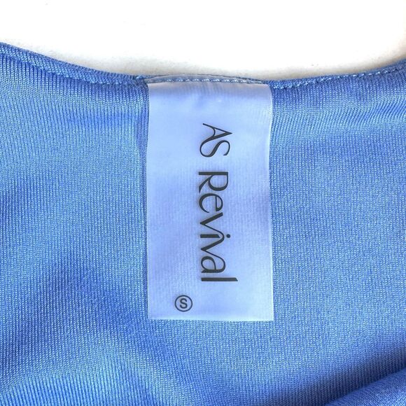 AS Revival Women’s All Along Ruffle Tank Blue Size S Bralette Top Cross Back - Picture 6 of 8